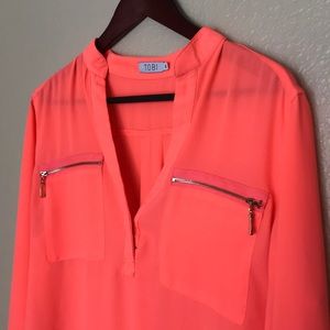 Bright Colord Deep V-Neck Tunic